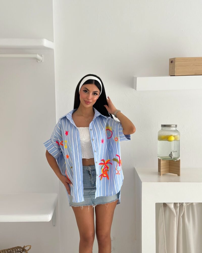 Striped Embroidered Shirt