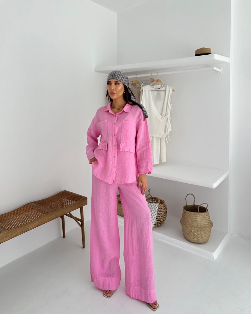 Linen Wide Pink-Leg Set