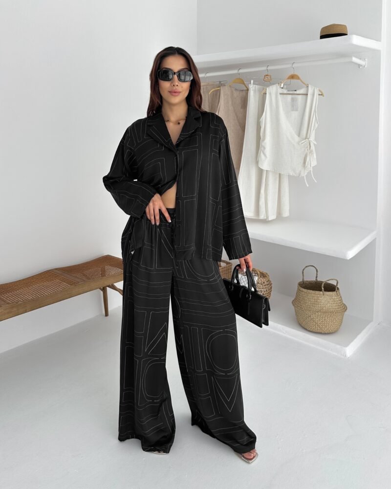 Midnight Grid Silk Set