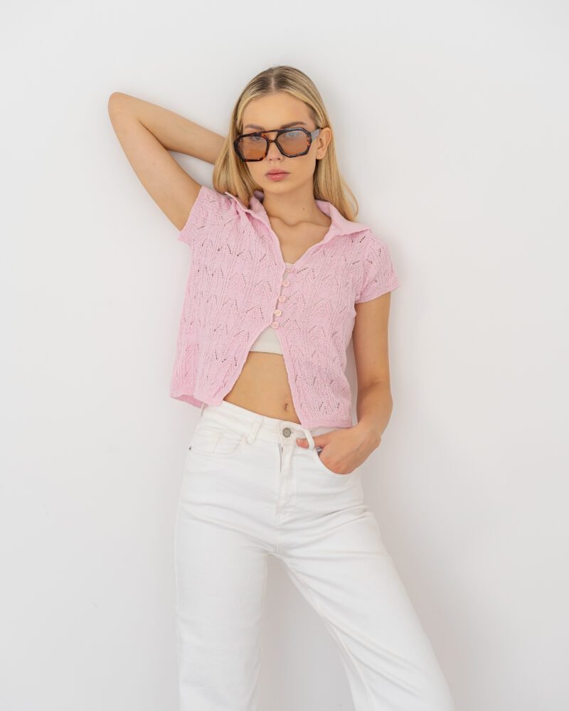 Button-Down Sleeveless Top – Pink