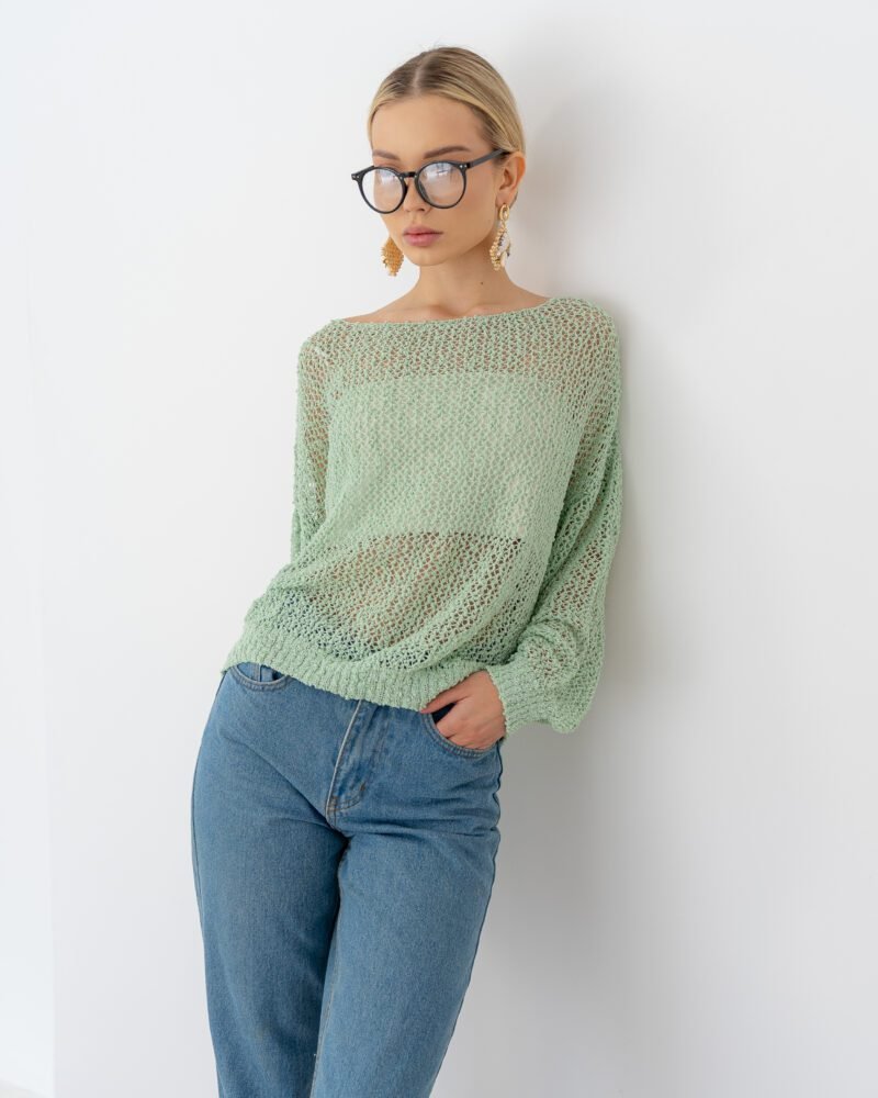 Mesh Knit Sweater – Mint Green