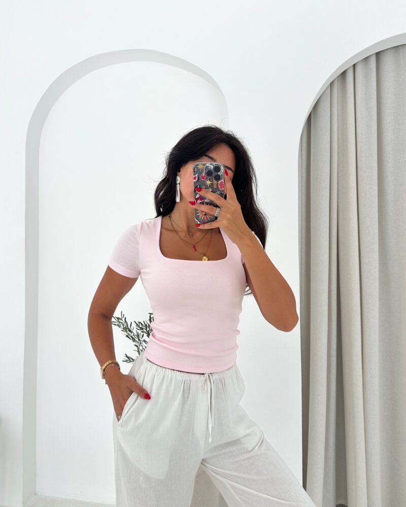 Livia Square Neck Top-pink