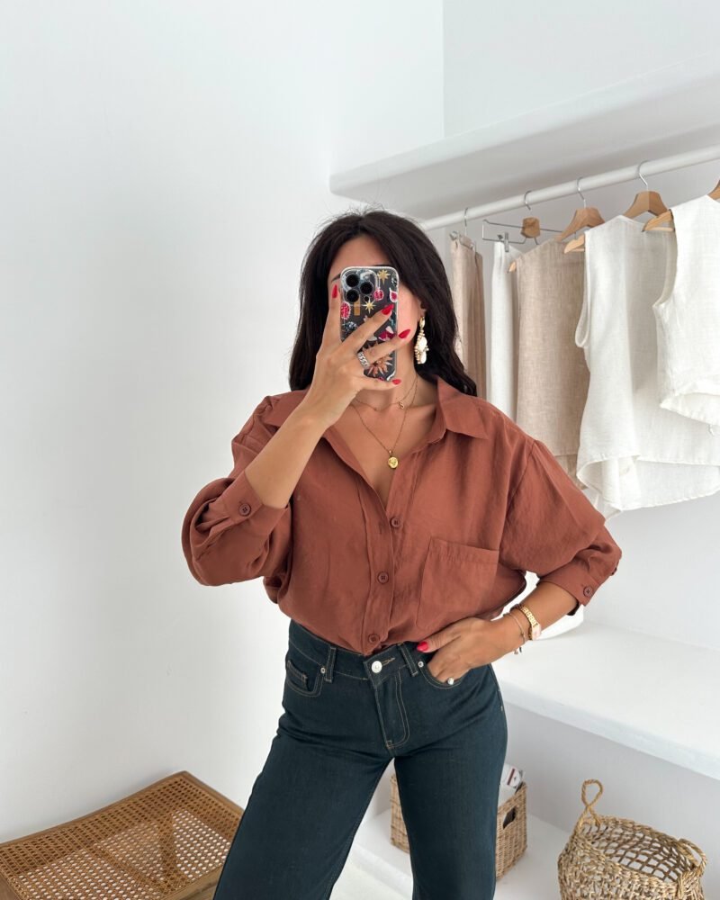 Fabia Oversized Rust Brown Shirt