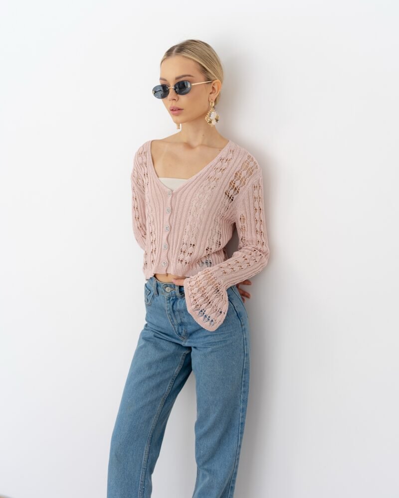 Mesh Knit Sweater – pink