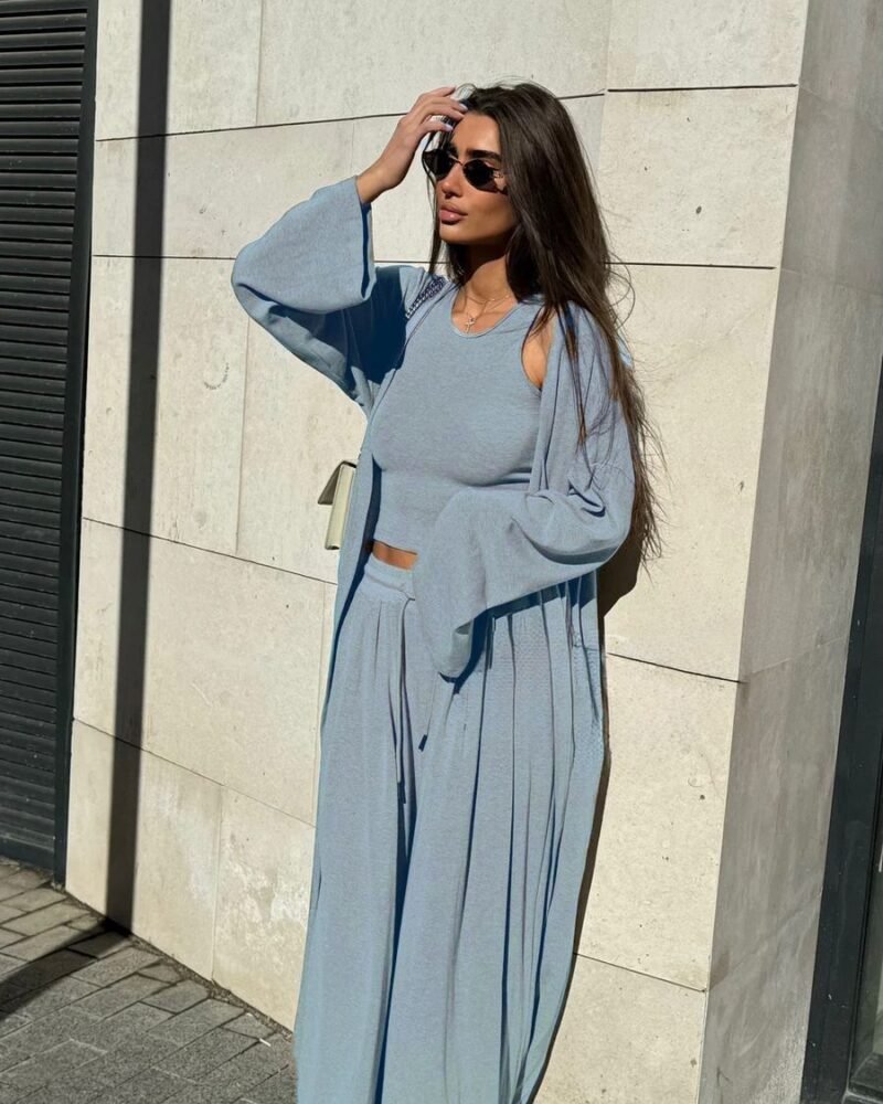 The Serenity Lounge Set – Premium Soft Cotton Grey Blue Beige