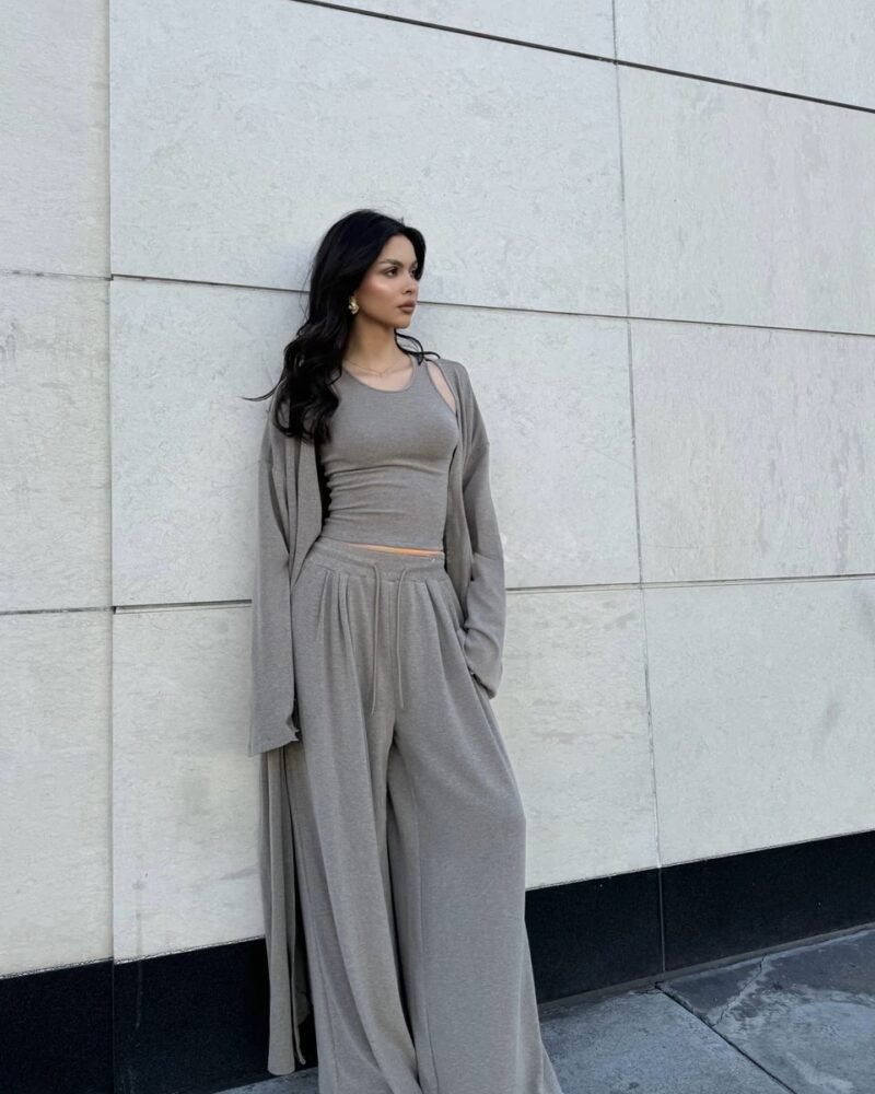 The Serenity Lounge Set – Premium Soft Cotton Stone Grey