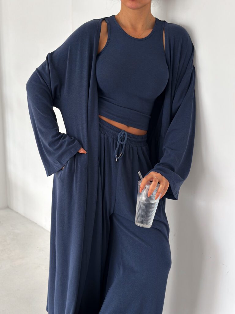 The Soft Trio Set – Premium Soft Cotton Dusty Navy Blue
