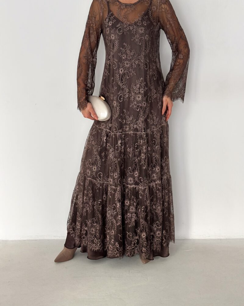Lace Layered Maxi Dress – 2-Piece Set