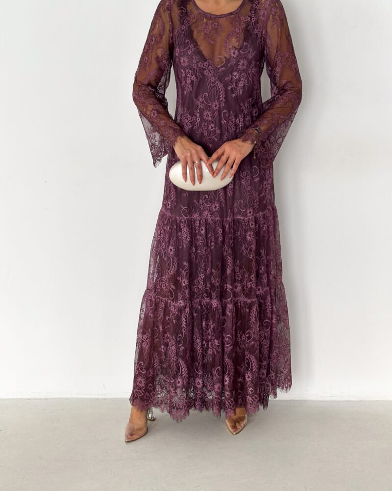Lace Layered Maxi Dress – 2-Piece Set