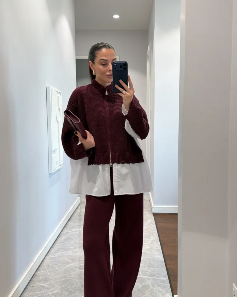 The Effortless Knit Set - Maroon