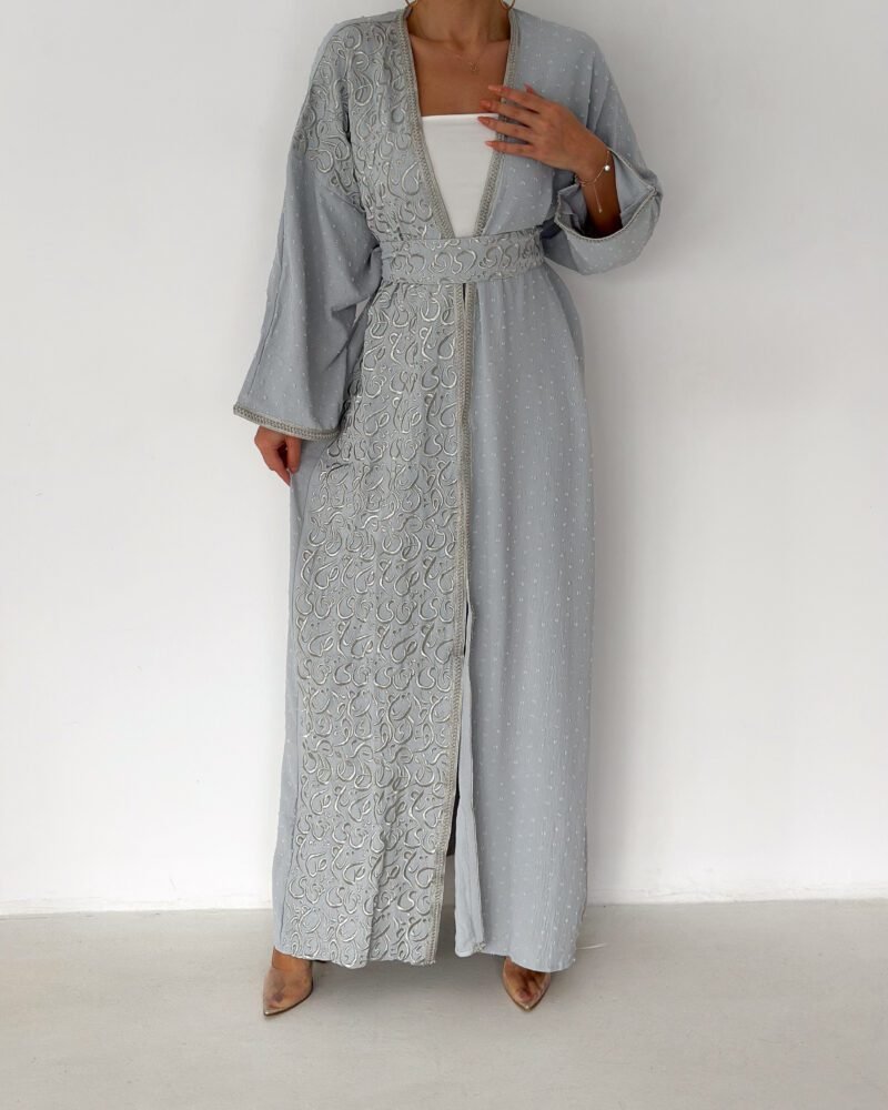 Aurelia Embroidered Bisht - Dark Gray