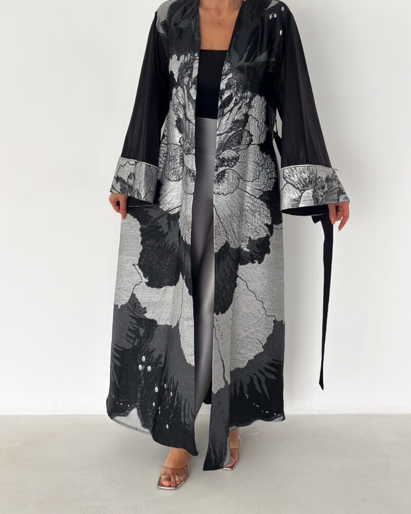Silver Bloom Abaya