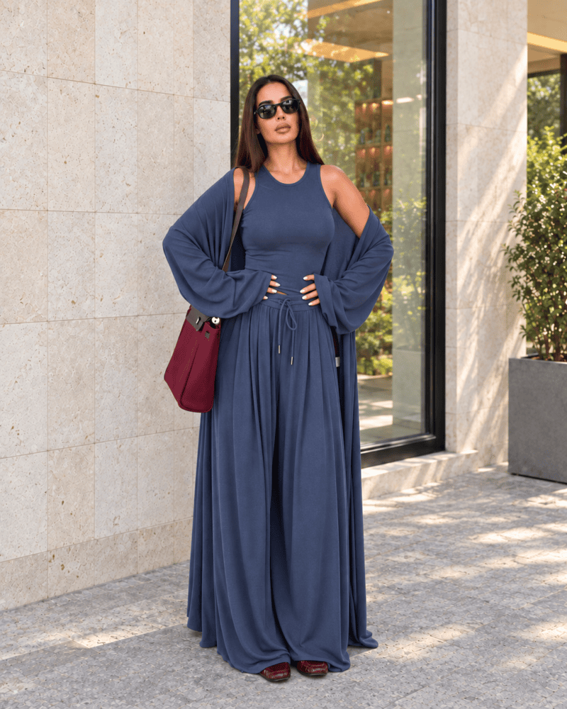 The Soft Trio Set – Premium Soft Cotton Dusty Navy Blue