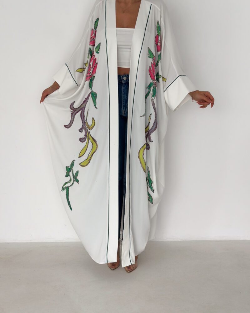 Bloomline White Abaya