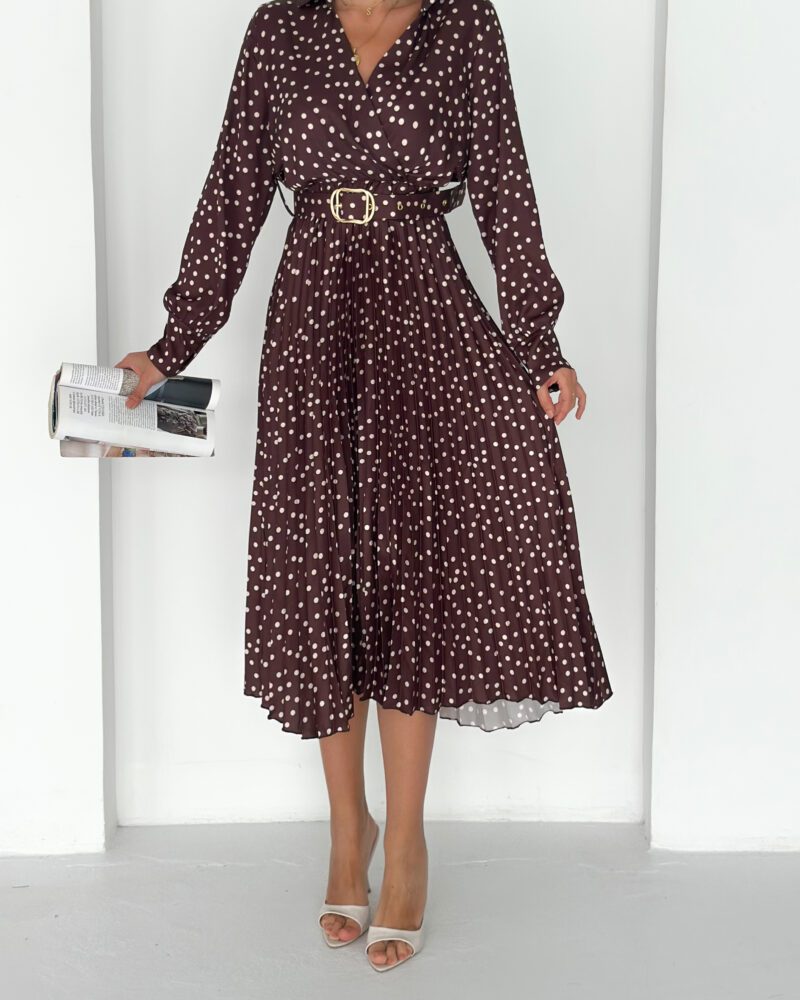 Chocolate Polka Satin Dress