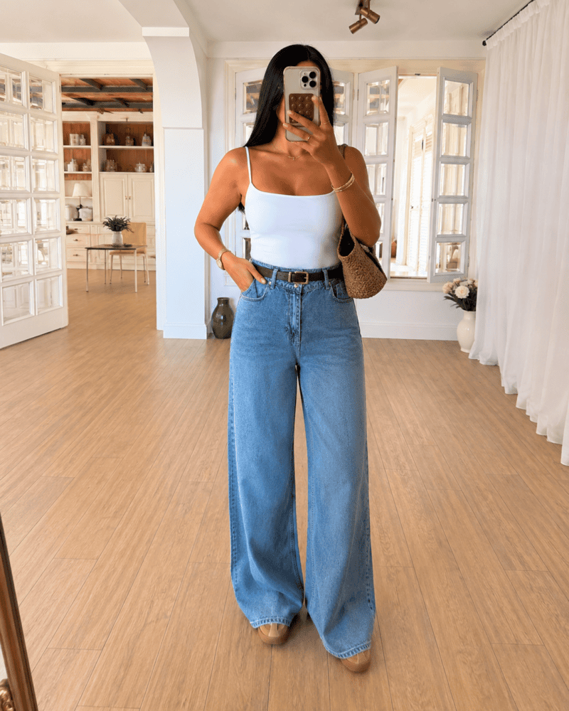 Cloud Denim Wide-Leg Jeans