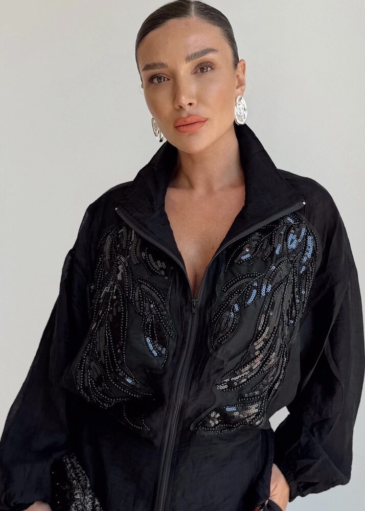 Luna Embellished Jacket – Black