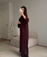 Flowing Maroon Cardigan Three-Piece Set