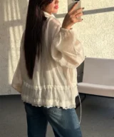 Ivory Crystal Feather Blouse