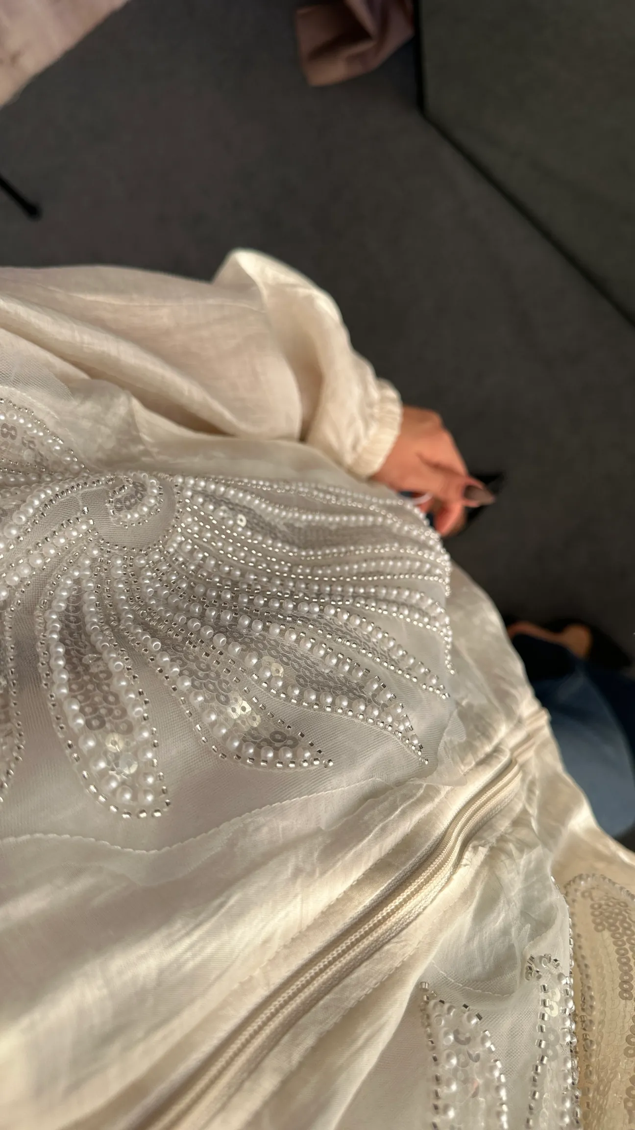 Ivory Crystal Feather Blouse