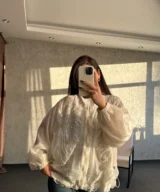 Ivory Crystal Feather Blouse